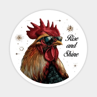 Rise and Shine - Rooster (with Black Lettering) Magnet